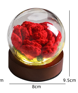 Gradient Light Pink Rose Knitted Flower LED Dome Lamp - USB Touch 3-Color Night Light