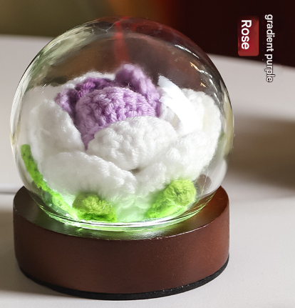 Gradient Purple Rose Knitted Flower LED Dome Lamp