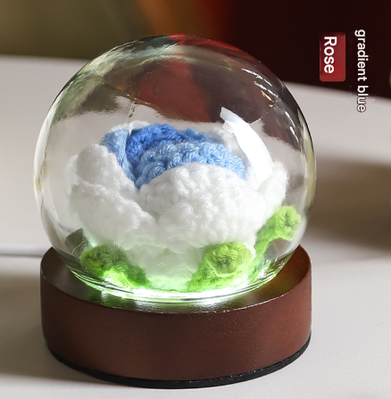 Gradient Blue Rose Knitted Flower LED Dome Lamp