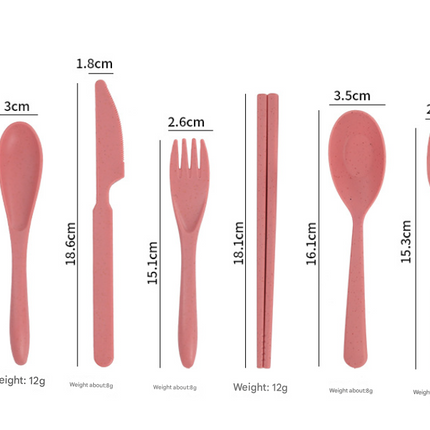 White Durable Eco-Friendly Wheat Straw Dinnerware Set - 24 Pieces with Plates, Bowls, Cups & Cutlery