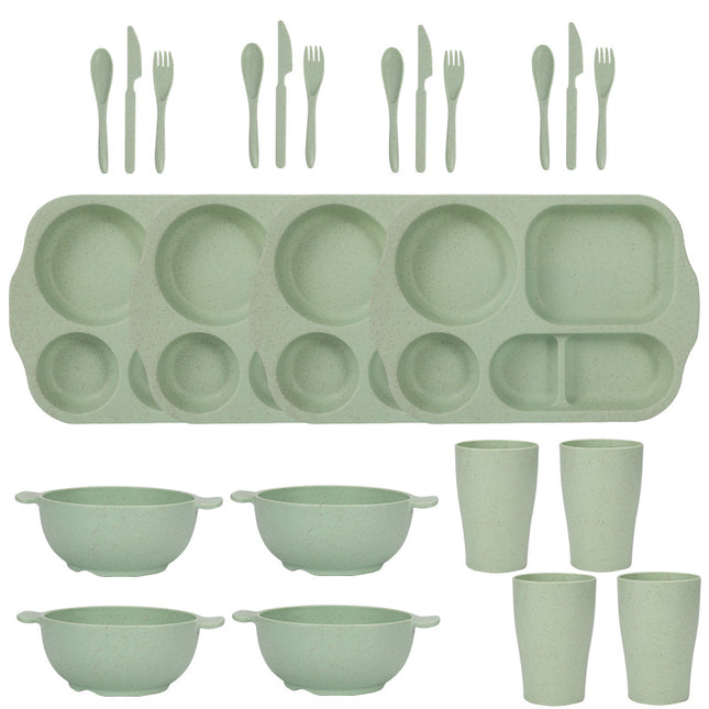 Green Durable Eco-Friendly Wheat Straw Dinnerware Set