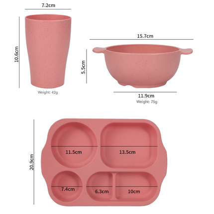 Blue Durable Eco-Friendly Wheat Straw Dinnerware Set - 24 Pieces with Plates, Bowls, Cups & Cutlery