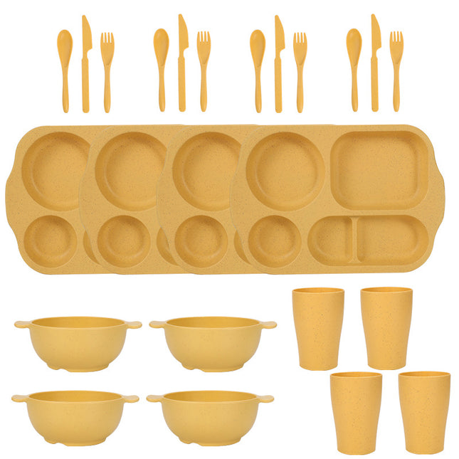Yellow Durable Eco-Friendly Wheat Straw Dinnerware Set