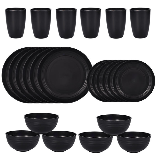 Stylish Black Wheat Straw Dinnerware Set