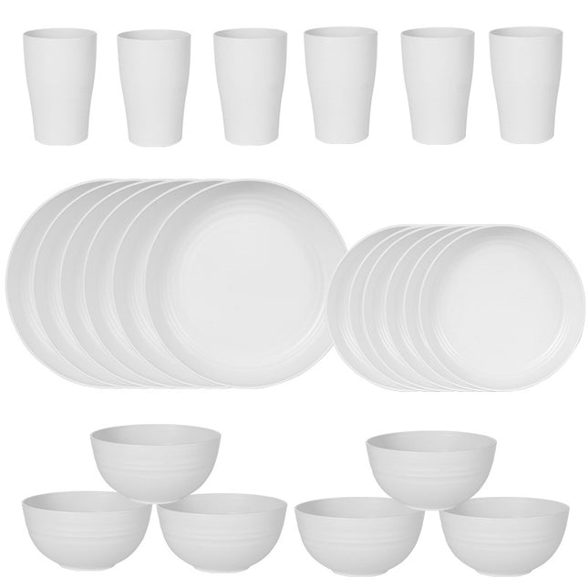 Stylish White Wheat Straw Dinnerware Set