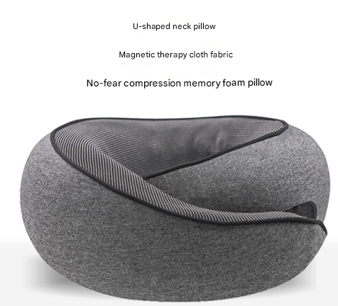 Black Ergonomic Memory Foam Travel Neck Pillow – product detail