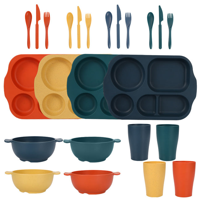 Macaron 4 Colours Durable Eco-Friendly Wheat Straw Dinnerware Set