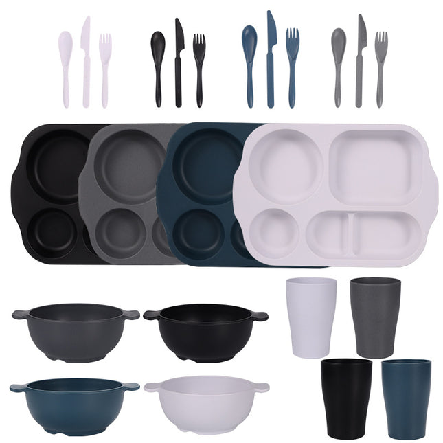 Black Dark Grey White Dark Blue Durable Eco-Friendly Wheat Straw Dinnerware Set