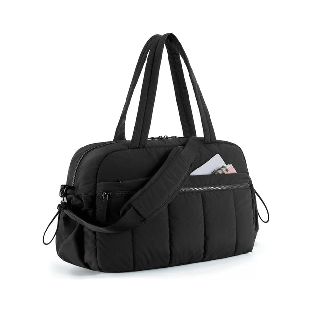 Black Large Capacity Quilted Travel Tote Bag