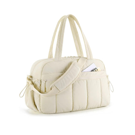 White Large Capacity Quilted Travel Tote Bag