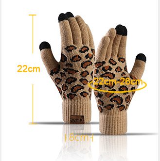 Purple Women's Leopard Print Winter Warm Knit Set - 3 Piece Fleece Lined Hat, Scarf & Gloves