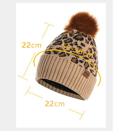 Dark Grey Women's Leopard Print Winter Warm Knit Set - 3 Piece Fleece Lined Hat, Scarf & Gloves