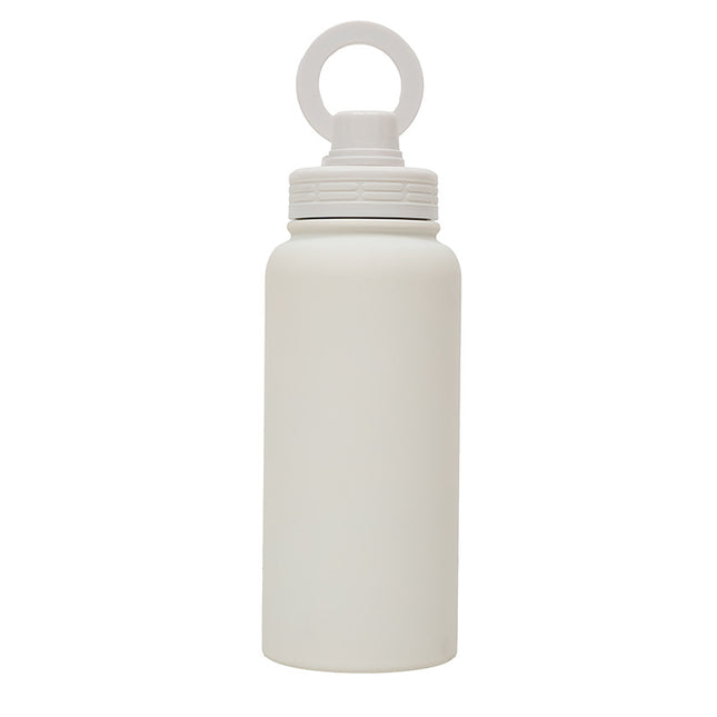 White Premium 35oz Stainless Steel Insulated Sports Bottle with Magnetic Phone Holder Lid