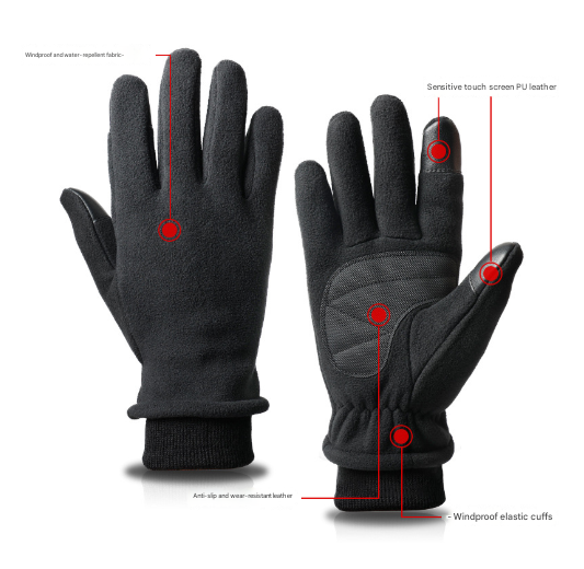 L Grey Warm Windproof Touchscreen Gloves – product detail