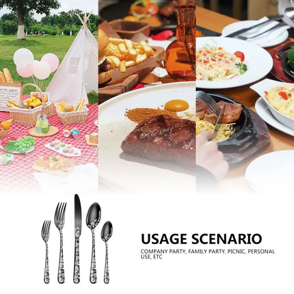 Rose Gold Elegant 20-Piece Stainless Steel Cutlery Set with Floral Design – design and finish