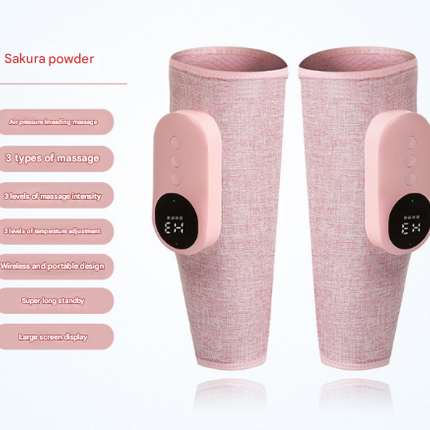 Two-piece Pink Portable Leg Air Pressure Massager with Constant Heat - Slimming and Relaxation