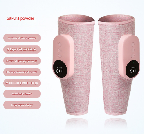 Two-piece Pink Portable Leg Air Pressure Massager with Constant Heat