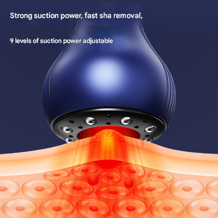Blue Electric Meridian Scraping Massager with Air Release Valve - Full Body Suction Therapy, 16.6x8.4cm