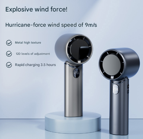 Grey Mini Bladeless Handheld Fan – product detail