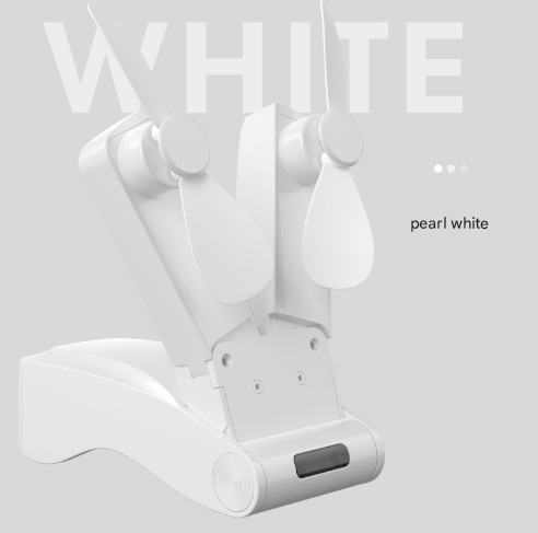 White Creative Dual-Head Folding Handheld Fan