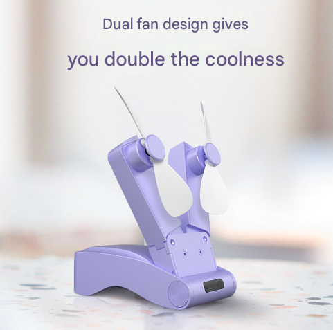 White Creative Dual-Head Folding Handheld Fan – product detail