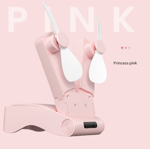 Pink Creative Dual-Head Folding Handheld Fan