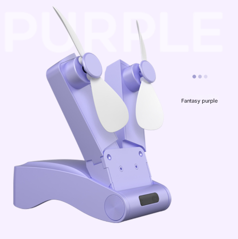 Purple Creative Dual-Head Folding Handheld Fan