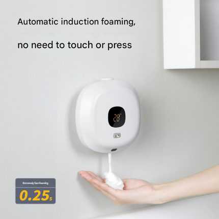 Dark Blue Wall-Mounted No-Drill Automatic Foam Soap Dispenser - Infrared Sensor for Bathroom, 145x145x48mm