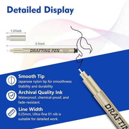 0.5mm 12-Piece Precision Drawing Pen Set - Waterproof Anime Sketching Pens for Students, Assorted Tips