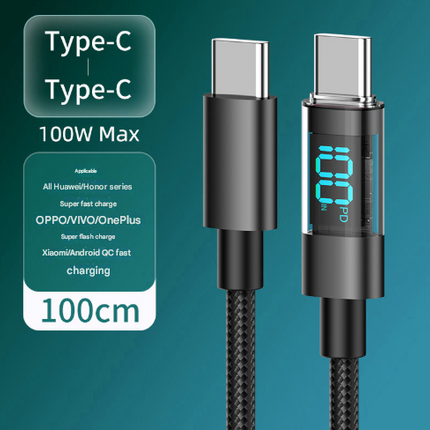 1 Meter Type-C To Type-C 4-Piece Set 1m 100W Super Fast Charge Transparent Aluminum Shell