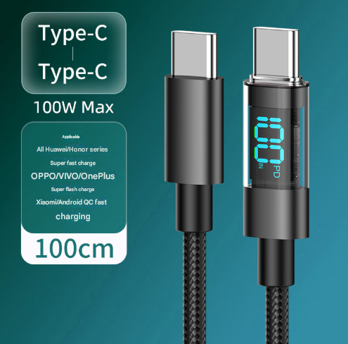 1 Meter Type-C To Type-C 4-Piece Set 1m 100W Super Fast Charge Transparent Aluminum Shell
