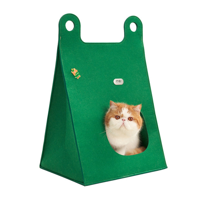 Green Cozy A-Frame Felt Pet Teepee