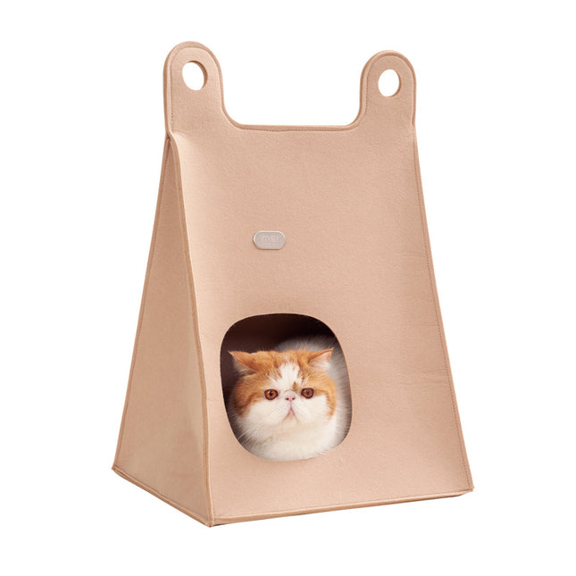 Khaki Cozy A-Frame Felt Pet Teepee