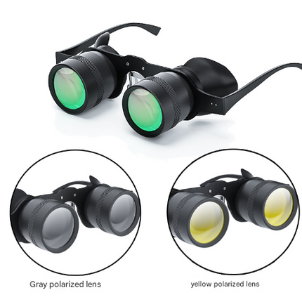 10x Telescope + Red Polarised + Grey Polarised Lens 10x HD Fishing Binocular Glasses - Polarized Zoom for Float Watching