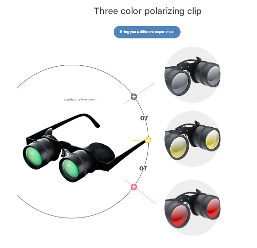 10x Telescope Plus Tri-colour Polarised Lens 10x HD Fishing Binocular Glasses