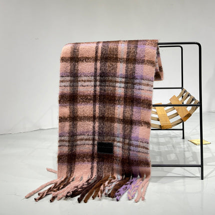 Purple-pink Plaid Color-Block Women's Scarf
