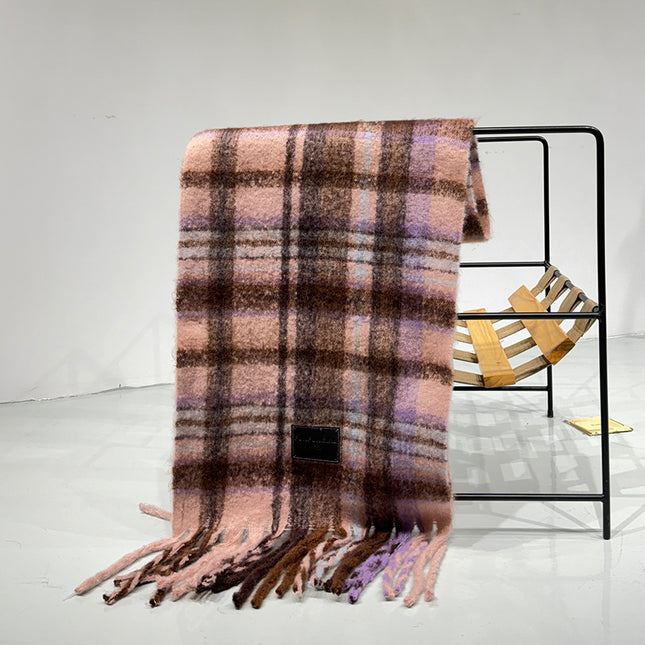 Purple-pink Plaid Color-Block Women's Scarf