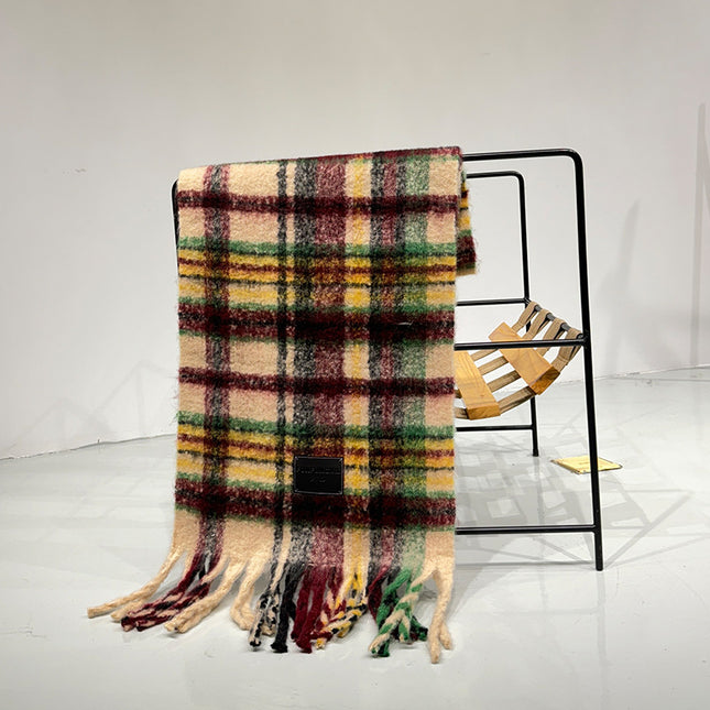 Red-yellow Plaid Color-Block Women's Scarf