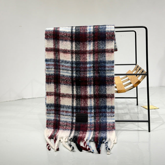 Red-blue Plaid Color-Block Women's Scarf
