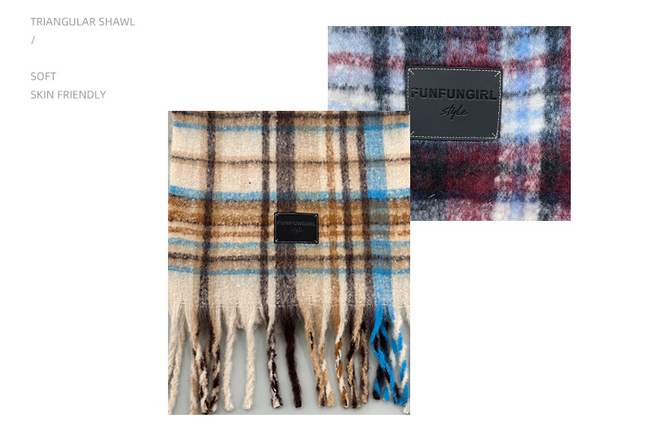 Red-blue Plaid Color-Block Women's Scarf – product detail