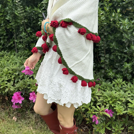 Handmade Rose Bouquet Blanket - Premium Finished Floral Nap Blanket, 113cm Diameter, 52 Flowers