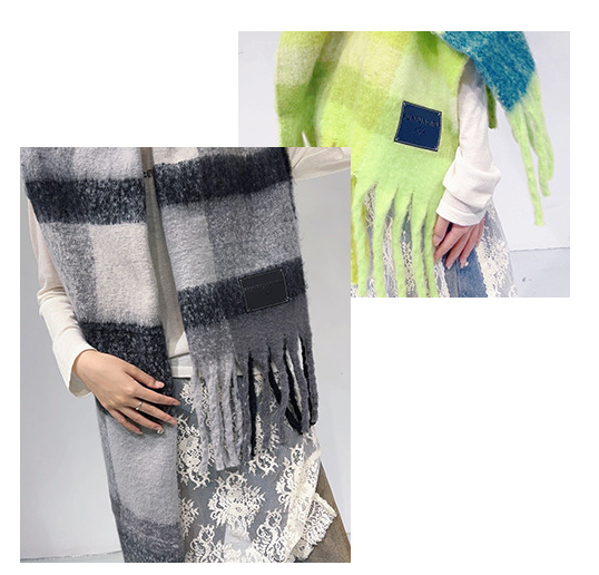 Khaki Classic Plaid Faux Cashmere Winter Scarf – product detail
