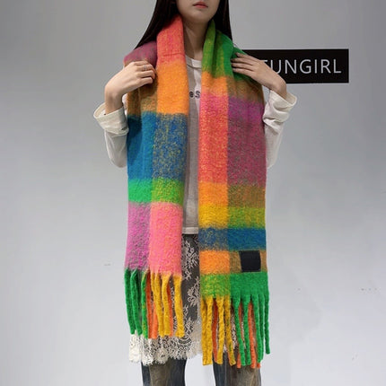 Multicolor Classic Plaid Faux Cashmere Winter Scarf