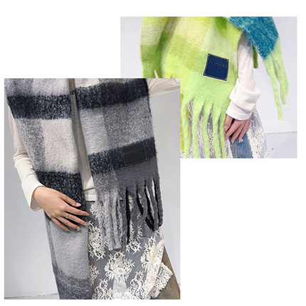 Orange-red Classic Plaid Faux Cashmere Winter Scarf - Warm and Stylish 50 x 180 cm Design