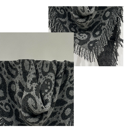 Black-white Luxurious Fringe Wool and Lambswool Scarf for Women – design and finish