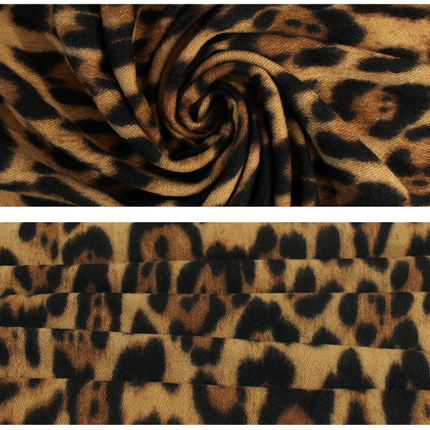 2-Piece Light Brown Leopard Elegant Faux Cashmere Shawl - Warm and Versatile 200 cm Long European-Style Scarf