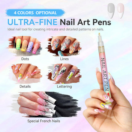 Brown 0.7mm Nail Art Doodle Pen 12 Sticks- Single Color Acrylic Marker for Nail Design No-Bake – design and finish