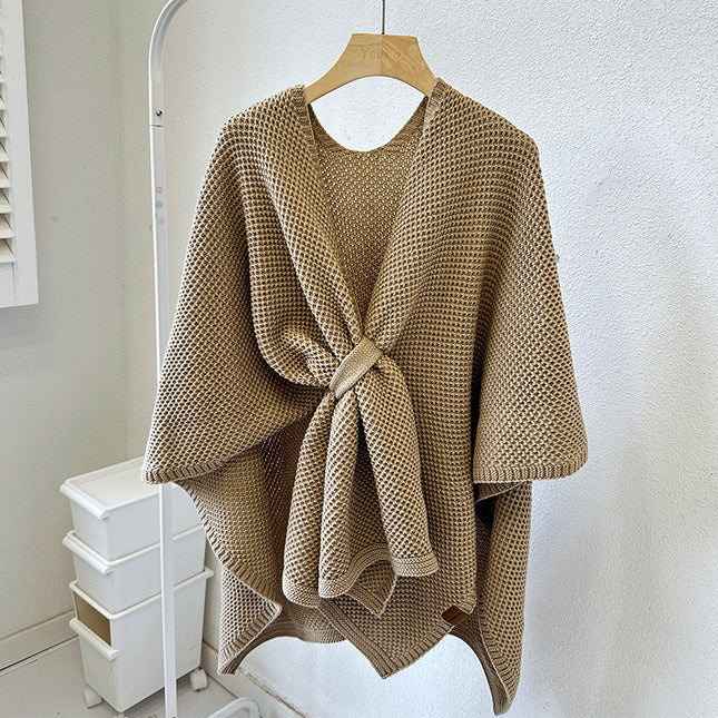 Camel-hair Color Luxurious Faux Cashmere Knitted Cape