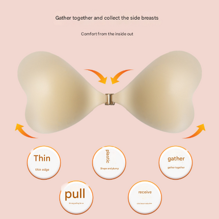 Size S [A cup] Two Pairs Light Skin Colour Heart-Shaped Silicone Breast Sticker - Thin Invisible Push-Up for Small Chest Enhancement