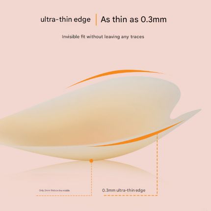 Size M [B cup] Two Pairs Light Skin Colour Heart-Shaped Silicone Breast Sticker - Thin Invisible Push-Up for Small Chest Enhancement
